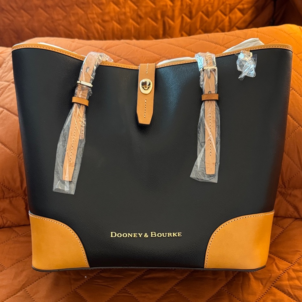 Dooney & Bourke Black and Tan Hobo Bag